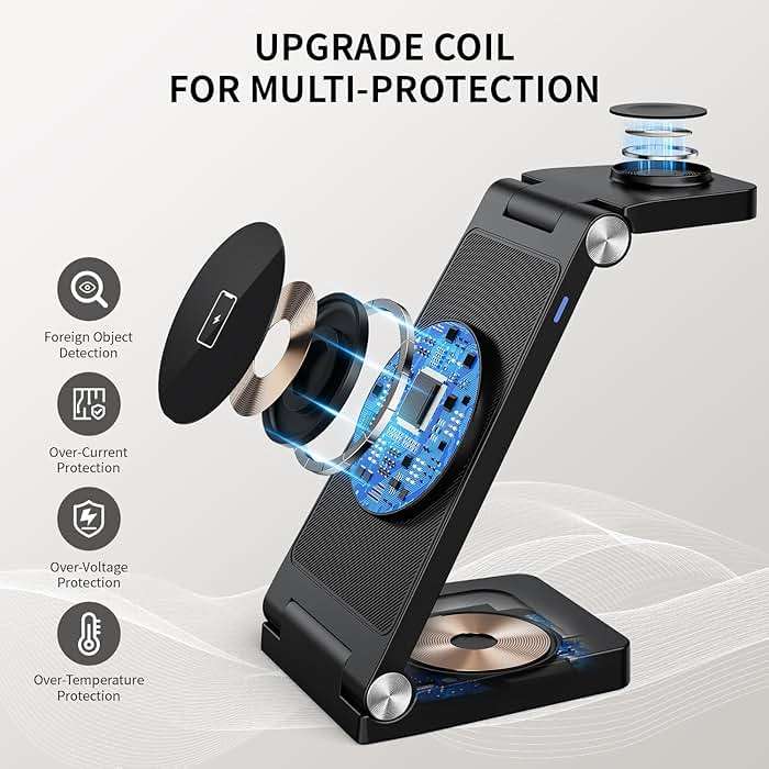 2026 Traveling Wireless Mag-Safe Fast Charging Station,Magnetic 3 in 1 Charger with Light for iPhone 17 16 15 14 13 12 Pro Max Plus,Apple Watch Series & Air pods 4 3 2 Pro-Gifts for Wife & Husband - Image 7