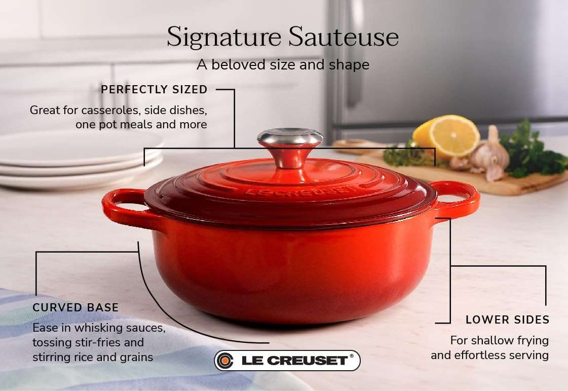 Le Creuset Enameled Cast Iron Signature Round Sauteuse, 3.5qt., Peche - Image 8