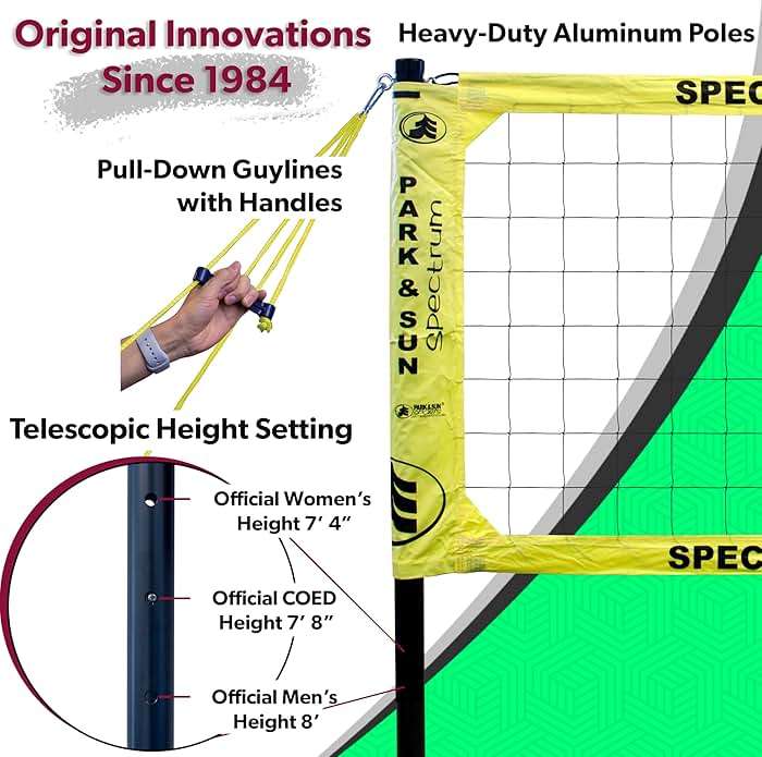Park & Sun Sports Spectrum Classic: Adjustable Professional Outdoor Volleyball Net System - Image 2