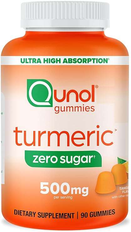 Qunol Zero Sugar Turmeric Gummies, Gummy with 500mg Turmeric Curcumin, Joint Support Supplement, Ultra High Absorption Turmeric Curcumin, Vegetarian, Gluten Free, 90 Count - Image 1
