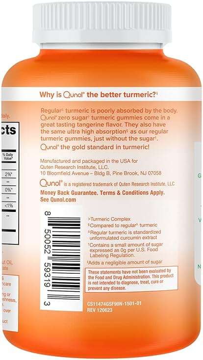 Qunol Zero Sugar Turmeric Gummies, Gummy with 500mg Turmeric Curcumin, Joint Support Supplement, Ultra High Absorption Turmeric Curcumin, Vegetarian, Gluten Free, 90 Count - Image 9