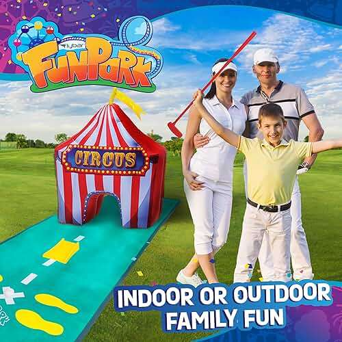 FunPark Inflatable Mini Golf Set – 13-Piece Course with Adjustable Clubs, Balls, Putting Cups, Green Mats and Themed Obstacles for Indoor or Outdoor Play, Active Game for Boys ANG Girls, Ages 6+ - Image 2