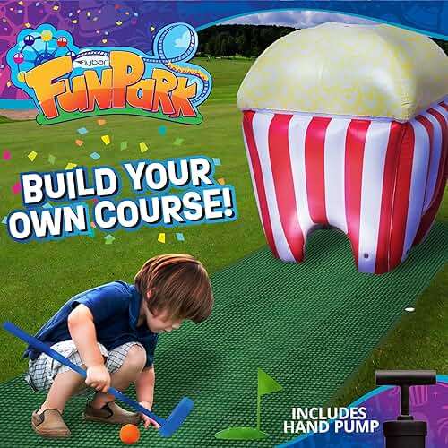 FunPark Inflatable Mini Golf Set – 13-Piece Course with Adjustable Clubs, Balls, Putting Cups, Green Mats and Themed Obstacles for Indoor or Outdoor Play, Active Game for Boys ANG Girls, Ages 6+ - Image 4
