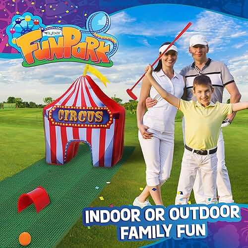 FunPark Inflatable Mini Golf Set – 13-Piece Course with Adjustable Clubs, Balls, Putting Cups, Green Mats and Themed Obstacles for Indoor or Outdoor Play, Active Game for Boys ANG Girls, Ages 6+ - Image 6