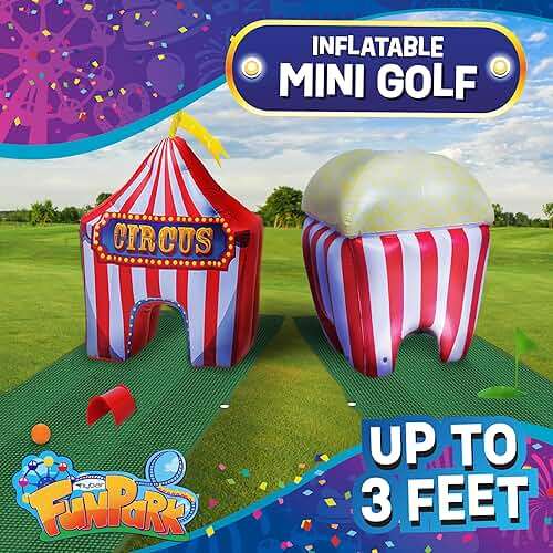 FunPark Inflatable Mini Golf Set – 13-Piece Course with Adjustable Clubs, Balls, Putting Cups, Green Mats and Themed Obstacles for Indoor or Outdoor Play, Active Game for Boys ANG Girls, Ages 6+ - Image 7