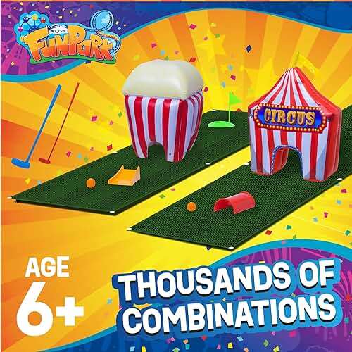 FunPark Inflatable Mini Golf Set – 13-Piece Course with Adjustable Clubs, Balls, Putting Cups, Green Mats and Themed Obstacles for Indoor or Outdoor Play, Active Game for Boys ANG Girls, Ages 6+ - Image 8