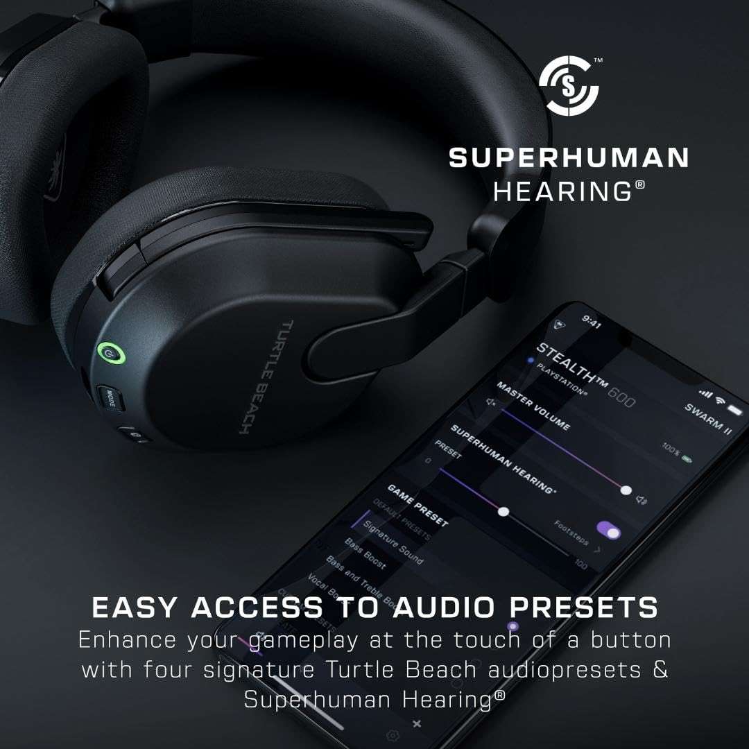Turtle Beach Stealth 600 Wireless Multiplatform Amplified Gaming Headset for PS5, PS4, PC, & Mobile – Bluetooth, 80-Hr Battery, Noise-Cancelling Flip-to-Mute Mic, 50mm Speakers – Black - Image 9