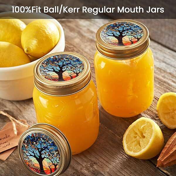 50 Pcs Canning Lids Regular Mouth, Mason Jar Lids with Unique Tree of Life Embossed Design, Decorative Silver Metal Airtight Lids for Gifting, DIY Crafts, Preserving & Holiday Party Favors -Blue - Image 7