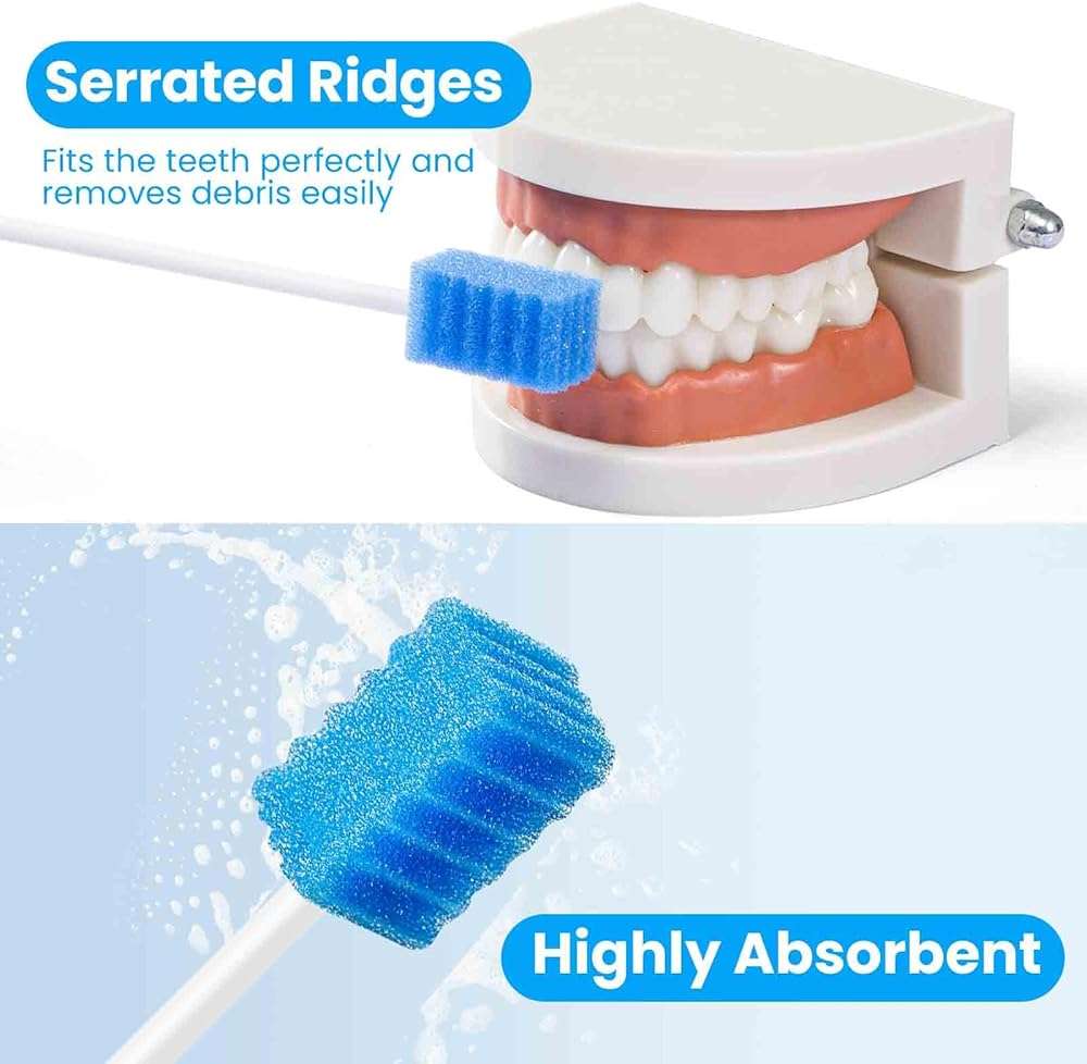 Oral Swabs 200 Count, Long Handle Mouth Swabs Individually Wrapped, Soft Sponge Oral Care Swabs for Elderly, Bedridden, Hospice, Post Surgery Care, Latex Free, Blue - Image 4