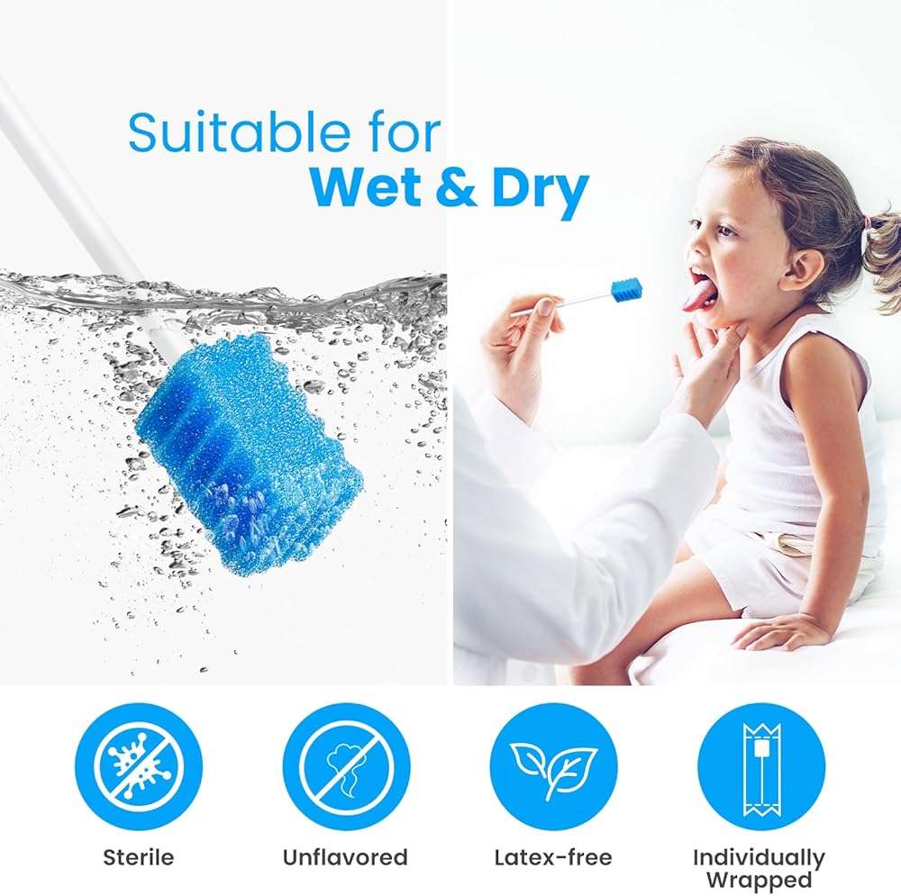 Oral Swabs 200 Count, Long Handle Mouth Swabs Individually Wrapped, Soft Sponge Oral Care Swabs for Elderly, Bedridden, Hospice, Post Surgery Care, Latex Free, Blue - Image 5