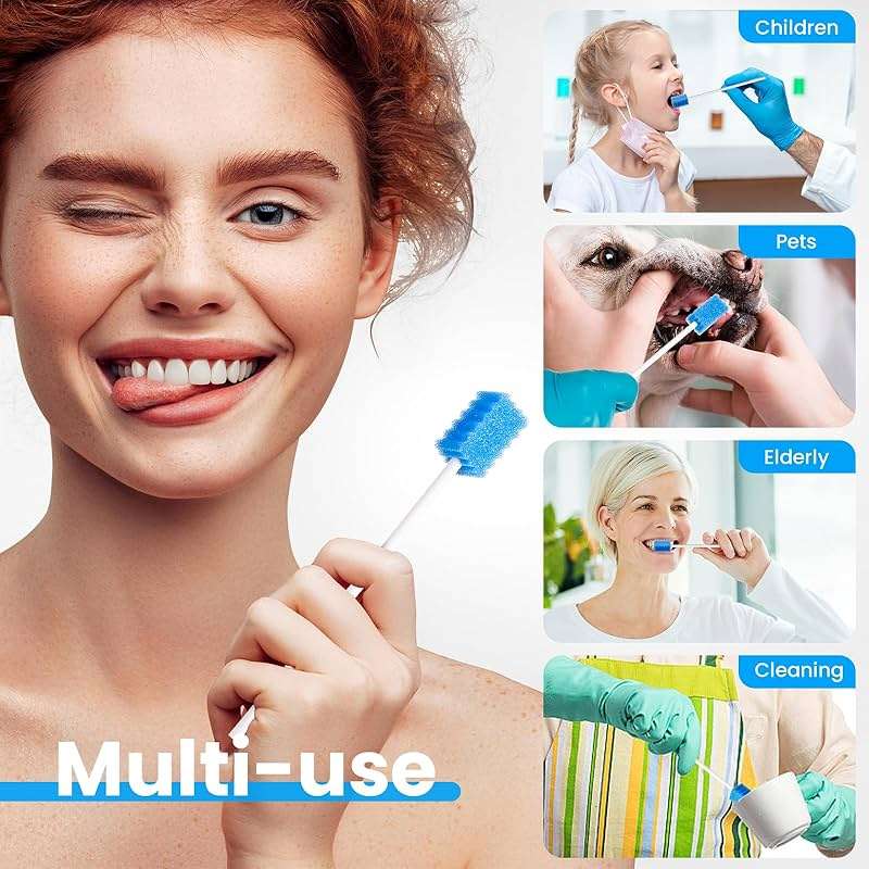 Oral Swabs 200 Count, Long Handle Mouth Swabs Individually Wrapped, Soft Sponge Oral Care Swabs for Elderly, Bedridden, Hospice, Post Surgery Care, Latex Free, Blue - Image 7