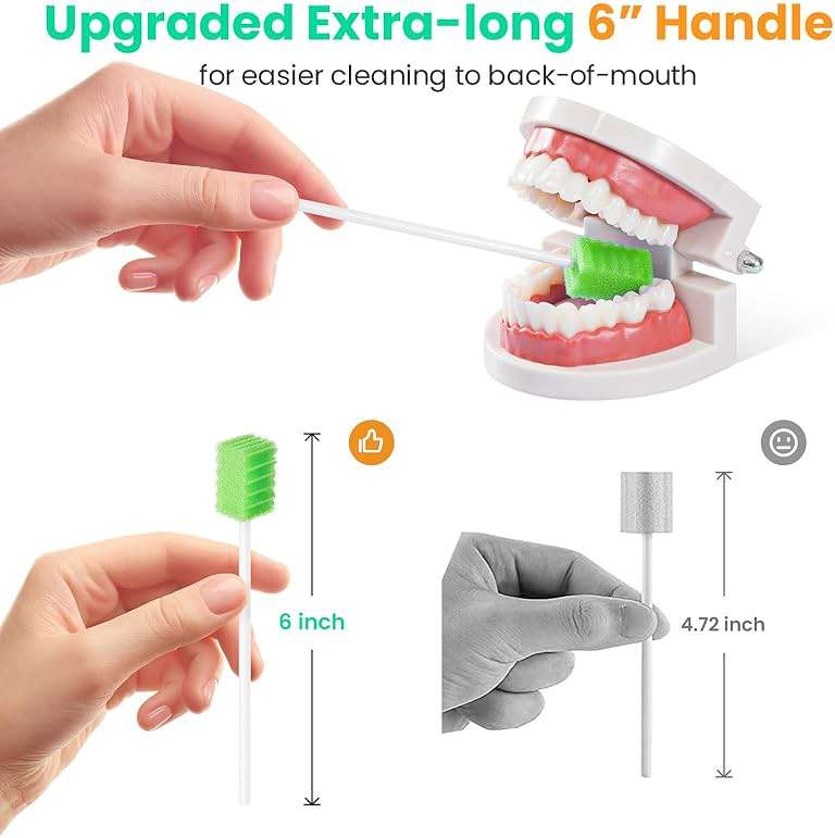 Oral Swabs 200 Count, Long Handle Sponge Mouth Swabs Individually Wrapped, Soft Foam Oral Care Swabs for Elderly, Bedridden, Post Surgery & Hospice Care, Latex Free - Image 3
