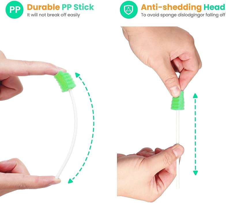 Oral Swabs 200 Count, Long Handle Sponge Mouth Swabs Individually Wrapped, Soft Foam Oral Care Swabs for Elderly, Bedridden, Post Surgery & Hospice Care, Latex Free - Image 4
