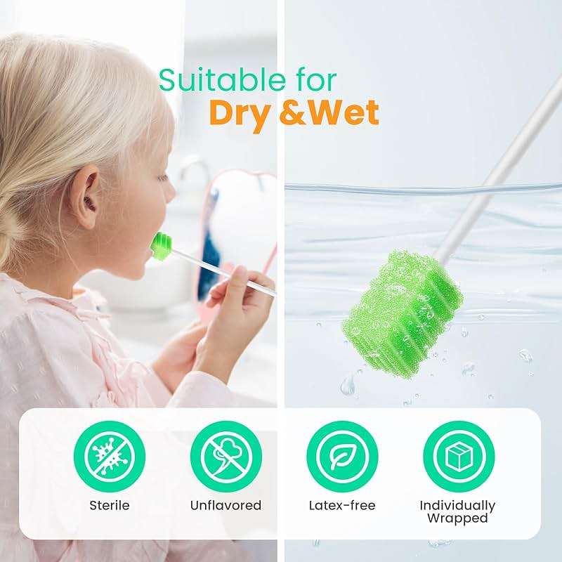 Oral Swabs 200 Count, Long Handle Sponge Mouth Swabs Individually Wrapped, Soft Foam Oral Care Swabs for Elderly, Bedridden, Post Surgery & Hospice Care, Latex Free - Image 5