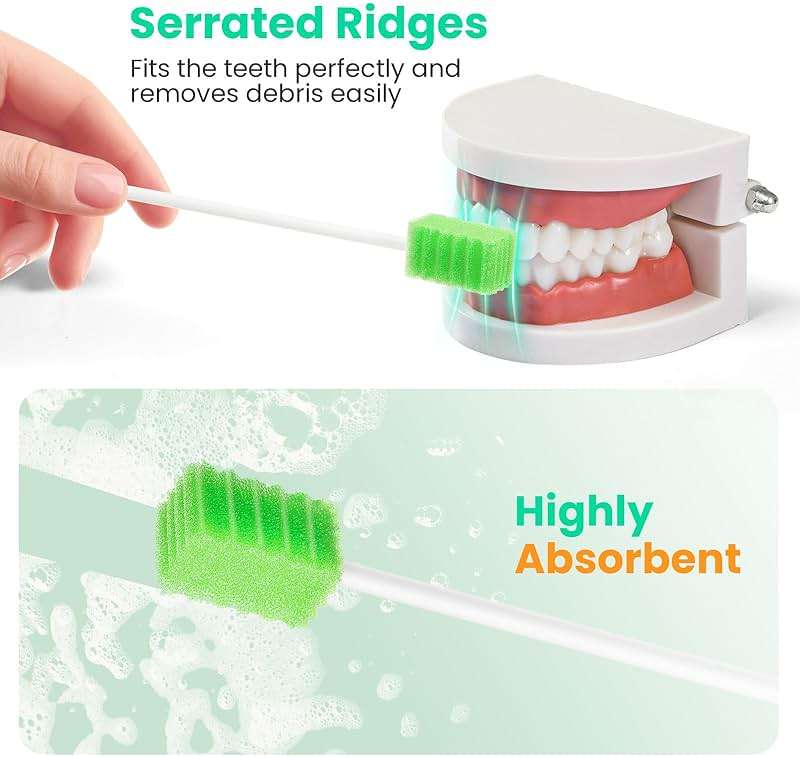 Oral Swabs 200 Count, Long Handle Sponge Mouth Swabs Individually Wrapped, Soft Foam Oral Care Swabs for Elderly, Bedridden, Post Surgery & Hospice Care, Latex Free - Image 6