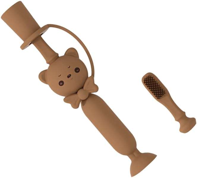 minkissy Cartoon Bear Silicone Training Toothbrush for Boy Girl and Toddlers Soft Bristles Comfortable for Boy Girl Oral Care Random Color - Image 2