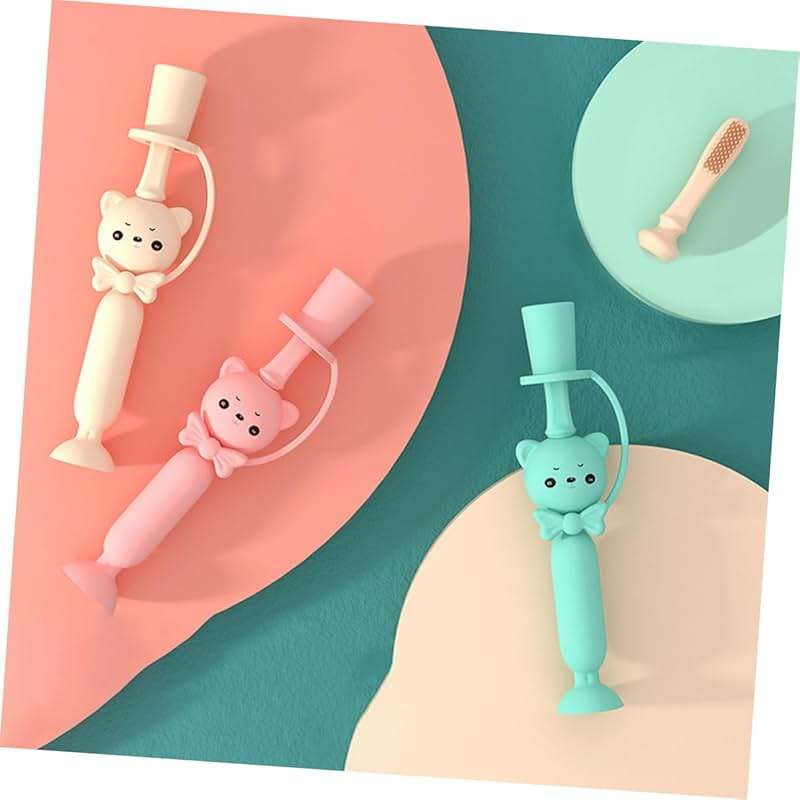 minkissy Cartoon Bear Silicone Training Toothbrush for Boy Girl and Toddlers Soft Bristles Comfortable for Boy Girl Oral Care Random Color - Image 10