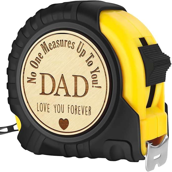 Fathers Day Birthday Gift for Dad, Dad Gifts from Son Daughter, Gift for Best New Daddy Father in Law Presents Useful Stuff, Tool Woodworker Carpenter Gift, Engraved Tape Measure 25 FT - Image 1
