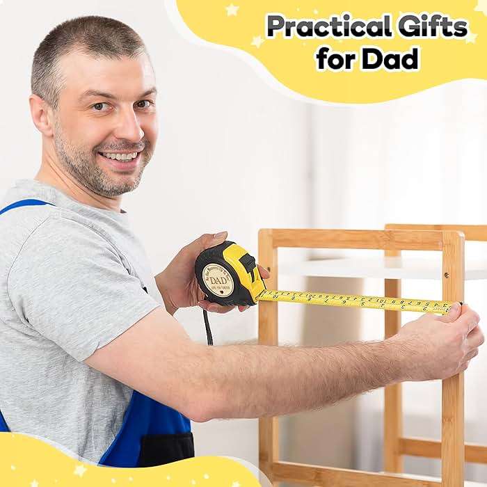 Fathers Day Birthday Gift for Dad, Dad Gifts from Son Daughter, Gift for Best New Daddy Father in Law Presents Useful Stuff, Tool Woodworker Carpenter Gift, Engraved Tape Measure 25 FT - Image 6