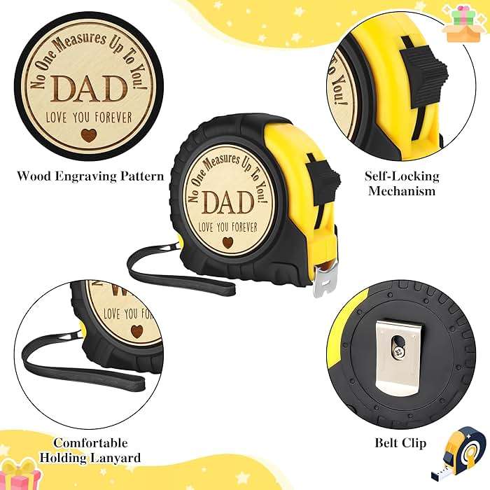 Fathers Day Birthday Gift for Dad, Dad Gifts from Son Daughter, Gift for Best New Daddy Father in Law Presents Useful Stuff, Tool Woodworker Carpenter Gift, Engraved Tape Measure 25 FT - Image 7