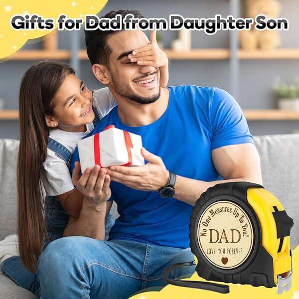 Fathers Day Birthday Gift for Dad, Dad Gifts from Son Daughter, Gift for Best New Daddy Father in Law Presents Useful Stuff, Tool Woodworker Carpenter Gift, Engraved Tape Measure 25 FT - Image 8
