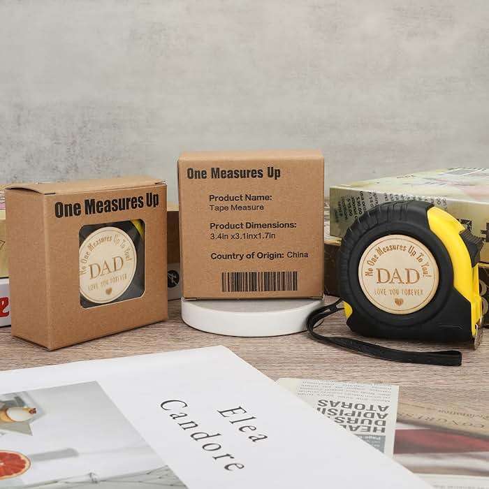 Fathers Day Birthday Gift for Dad, Dad Gifts from Son Daughter, Gift for Best New Daddy Father in Law Presents Useful Stuff, Tool Woodworker Carpenter Gift, Engraved Tape Measure 25 FT - Image 9