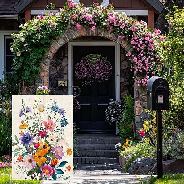 Spring Summer Garden Flag 12x18 Double Sided, Floral Welcome Yard Decor, Farmhouse Outdoor Flag for Lawn Patio Porch - Image 2
