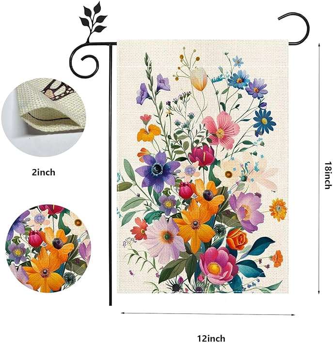 Spring Summer Garden Flag 12x18 Double Sided, Floral Welcome Yard Decor, Farmhouse Outdoor Flag for Lawn Patio Porch - Image 3