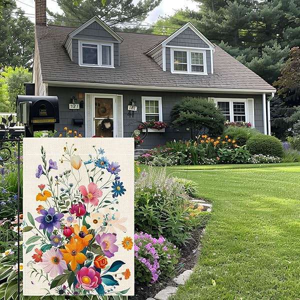 Spring Summer Garden Flag 12x18 Double Sided, Floral Welcome Yard Decor, Farmhouse Outdoor Flag for Lawn Patio Porch - Image 6