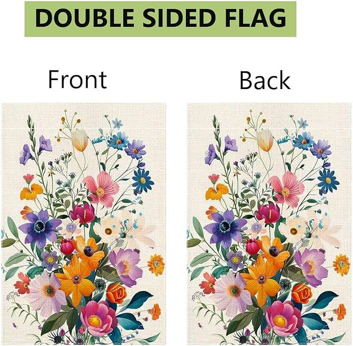 Spring Summer Garden Flag 12x18 Double Sided, Floral Welcome Yard Decor, Farmhouse Outdoor Flag for Lawn Patio Porch - Image 7