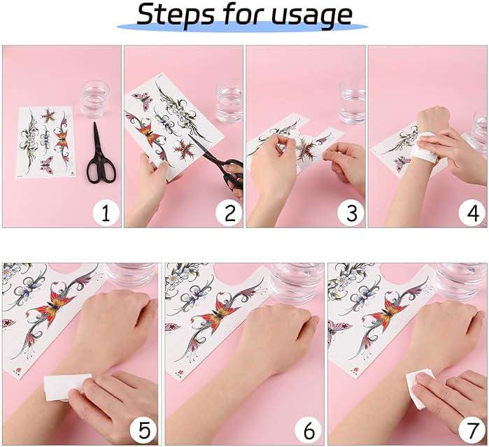 8 Sheets Bell Temporary Tattoos for Women Realistic Sexy Temporary Tattoos Stickers Large Size Waterproof Butterfly Tattoos Temporary Waist Cover Scar for Women Girls - Image 7