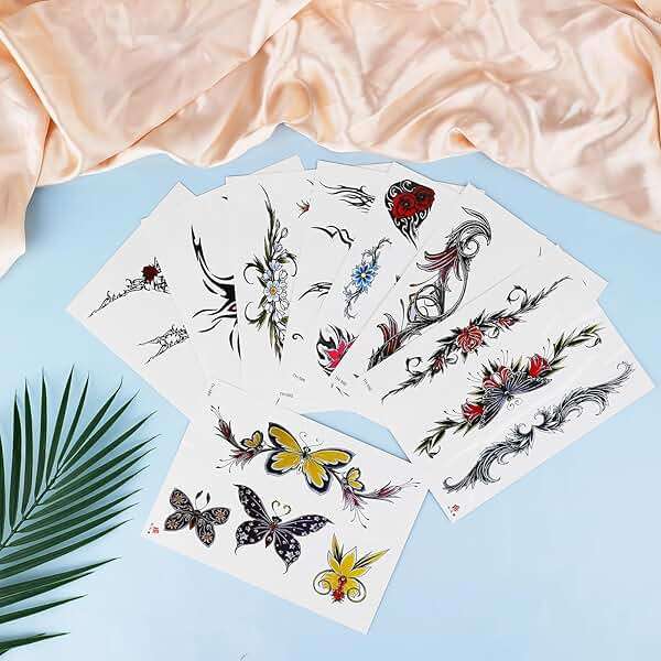 8 Sheets Bell Temporary Tattoos for Women Realistic Sexy Temporary Tattoos Stickers Large Size Waterproof Butterfly Tattoos Temporary Waist Cover Scar for Women Girls - Image 8