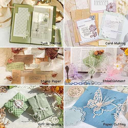 96 Sheets Textured Scrapbook Paper and Mesh Fabric Assorted Set - 6 Pack Mixed Special Paper for Scrapbooking Planner Bullet Junk Journal Supplies Mixed Media Collage Card Embellishments 3.9x5.5 Inch - Image 6