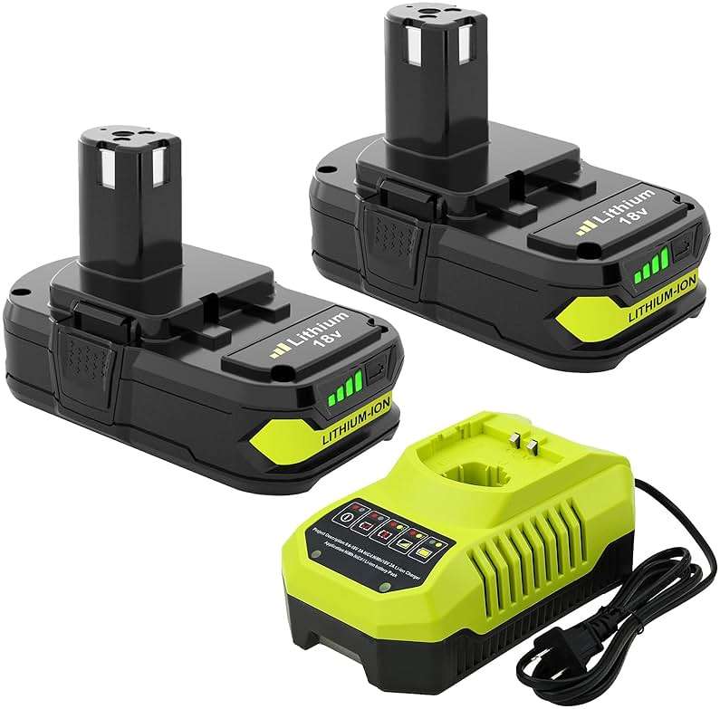 Moticett Upgraded 3.6Ah Replacement for Ryobi 18V Battery (2-Pack) with Charger Compatible with Ryobi 18V ONE+ Battery 3.6Ah P108 P102 P103 P104 P105 P107 P109 P122 Cordless Tool & Charger - Image 1
