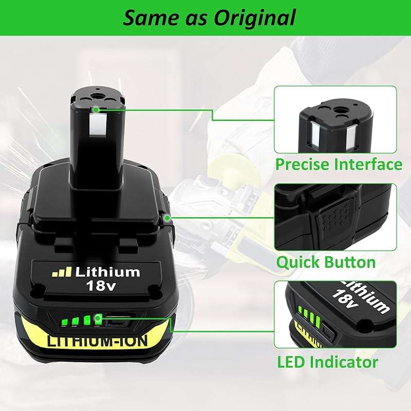 Moticett Upgraded 3.6Ah Replacement for Ryobi 18V Battery (2-Pack) with Charger Compatible with Ryobi 18V ONE+ Battery 3.6Ah P108 P102 P103 P104 P105 P107 P109 P122 Cordless Tool & Charger - Image 7