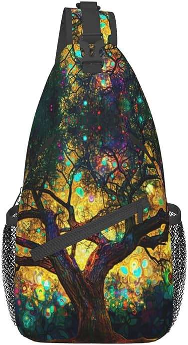 Mqtzyiwx Colorfully Colors Tree Sling Backpack Hiking Backpack Crossbody Bag Sports Lightweight And waterproof Chest Bag Shoulder Bag For Women Men - Image 3