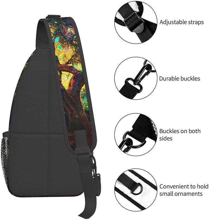 Mqtzyiwx Colorfully Colors Tree Sling Backpack Hiking Backpack Crossbody Bag Sports Lightweight And waterproof Chest Bag Shoulder Bag For Women Men - Image 5