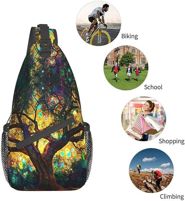 Mqtzyiwx Colorfully Colors Tree Sling Backpack Hiking Backpack Crossbody Bag Sports Lightweight And waterproof Chest Bag Shoulder Bag For Women Men - Image 6