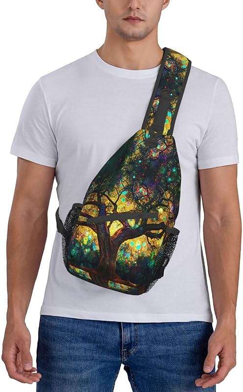 Mqtzyiwx Colorfully Colors Tree Sling Backpack Hiking Backpack Crossbody Bag Sports Lightweight And waterproof Chest Bag Shoulder Bag For Women Men - Image 7