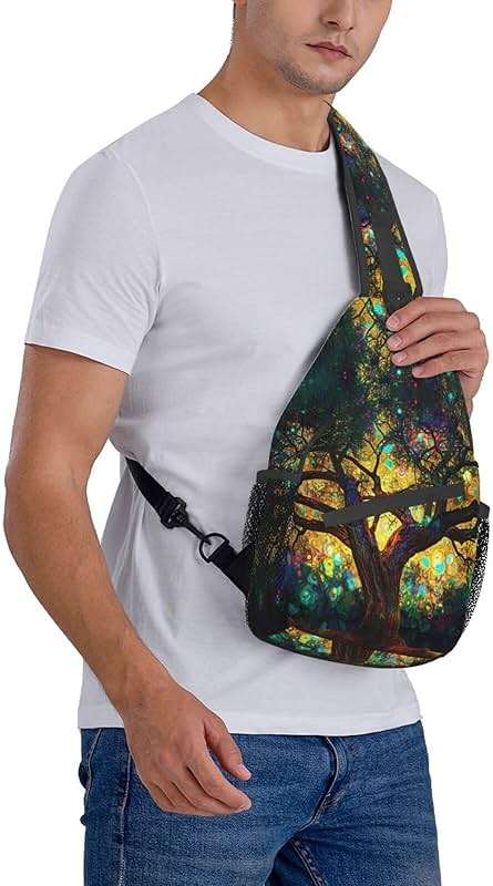 Mqtzyiwx Colorfully Colors Tree Sling Backpack Hiking Backpack Crossbody Bag Sports Lightweight And waterproof Chest Bag Shoulder Bag For Women Men - Image 8