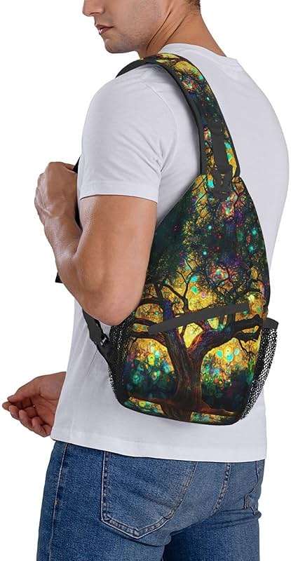 Mqtzyiwx Colorfully Colors Tree Sling Backpack Hiking Backpack Crossbody Bag Sports Lightweight And waterproof Chest Bag Shoulder Bag For Women Men - Image 9