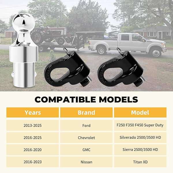Grandroad auto 60692 Puck System Gooseneck Hitch Ball Kit, 38K LBS GTW, Compatible with 2013-2026 Ford F250 F350 F450, 2016-2026 Chevrolet Silverado, GMC Sierra & Nissan Titan XD, 2-5/16 Inch Ball - Image 3