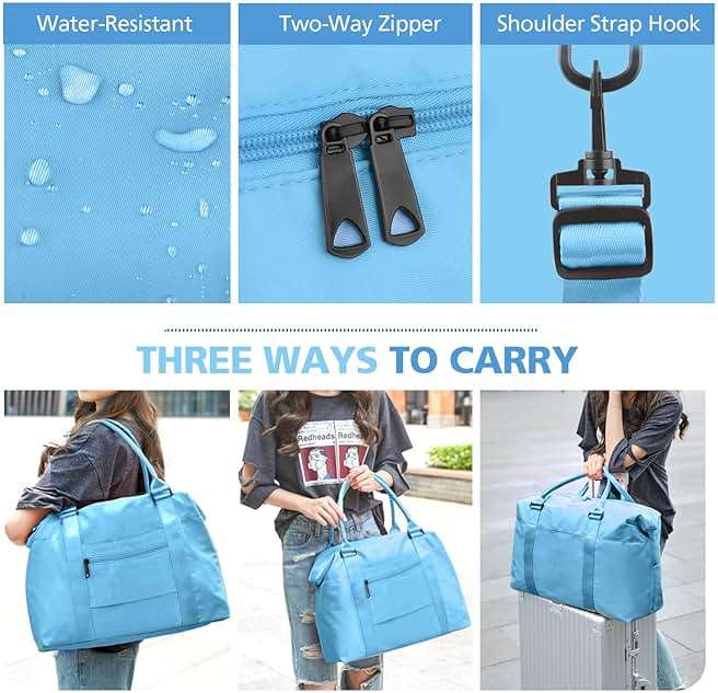 Travel Duffle, Waterproof Weekender Carry On Tote for Women, Travel Essentials Sport Gym for Men, Hospital Bag for Labor and Delivery, Overnight Luggage With Trolley Sleeve - Image 6