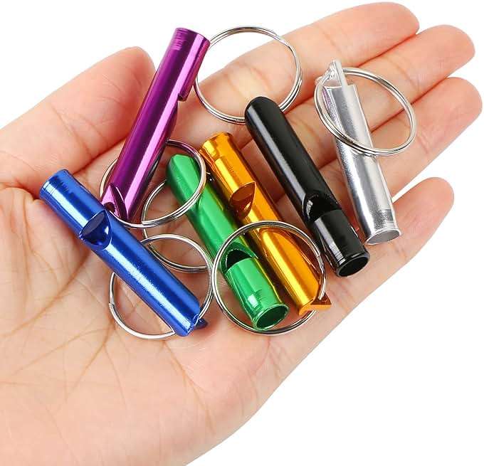 MIDELONG 6 pcs Emergency Whistle with Key Chain, Aluminum Extra Loud Safety Survival Whistle Keychain for Outdoor Sports Camping Hiking Boating Hunting, 6 Colors - Image 5