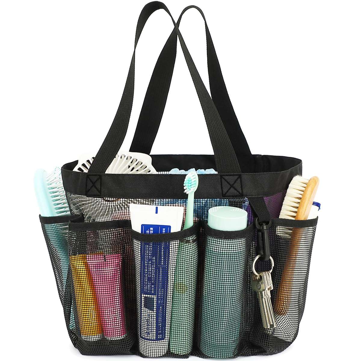 Fammart Mesh Shower Caddy Portable for College Dorm Room Essentials, Odorless Polyester Large Shower Tote Bag with Dual Handles, 8-Pocket Quick-Dry Toiletry Organizer for Travel, Beach, Camping, Gym - Image 1