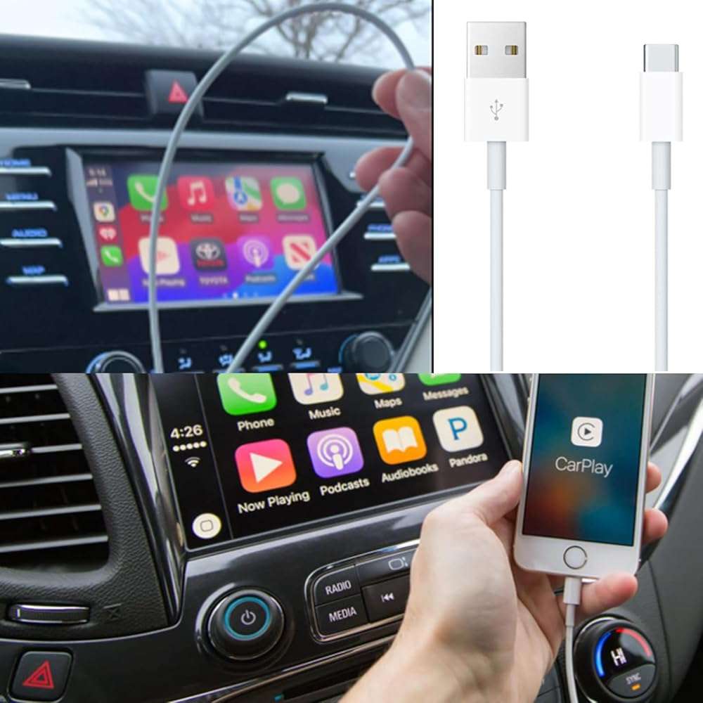2 Pack Car Carplay Cable for iPhone 17 Air/15/16 16e 17e 15 Pro Max 15 Plus USB A to USB Type C Data Cord,iPad 10th Gen, Samsung Galaxy Tab A7 A8 A9 S10+ S9 S8 S7 Note 10 S10,LG Phone Charger Charging - Image 2