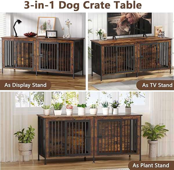 EasyCom Dog Crate Furniture for 1 or 2 Dogs, Heavy Duty Single/Double Dog Crates for Small/Medium/Large Dogs, Dog Kennel Furniture Indoor as TV Stand, Large Size 78.74" L(35-60 Pounds), Brown - Image 5