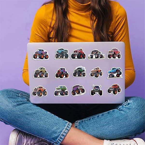 50PCS Monster Truck Stickers, Truck Car Sticker for Kids, Car Stickers Waterproof for Water Bottles Skateboard Car Bike Phone Case Laptop Suitcase, Cool Monster Truck Gifts for Girls Boys Party - Image 2