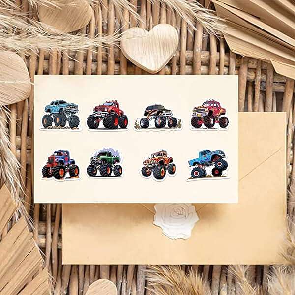 50PCS Monster Truck Stickers, Truck Car Sticker for Kids, Car Stickers Waterproof for Water Bottles Skateboard Car Bike Phone Case Laptop Suitcase, Cool Monster Truck Gifts for Girls Boys Party - Image 6