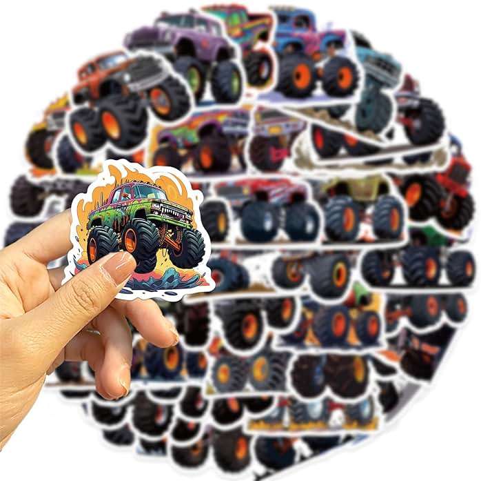 50PCS Monster Truck Stickers, Truck Car Sticker for Kids, Car Stickers Waterproof for Water Bottles Skateboard Car Bike Phone Case Laptop Suitcase, Cool Monster Truck Gifts for Girls Boys Party - Image 8